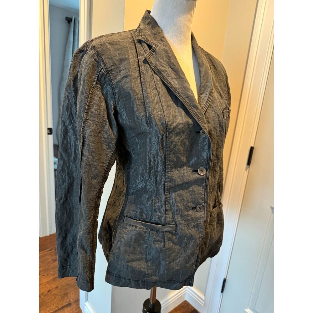 Issey Miyake Crinkled Cotton Blend Steel Gray Jacket SZ M Japan Vintage - Picture 3 of 6